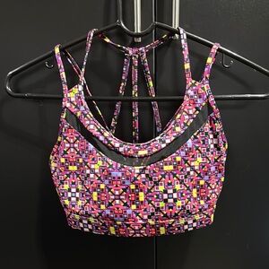 Victoria’s Secret Sport athletic bra,geometric, multicolor, mesh, strappy back